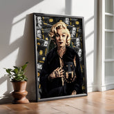 Tattooed Monroe With Doberman | Marilyn Lux Design - Print